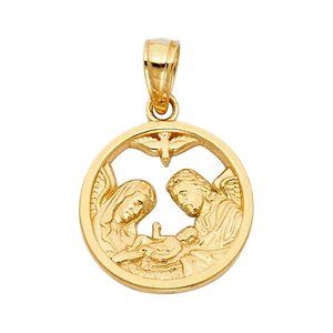 14K Yellow Gold Baptism Religious Pendant